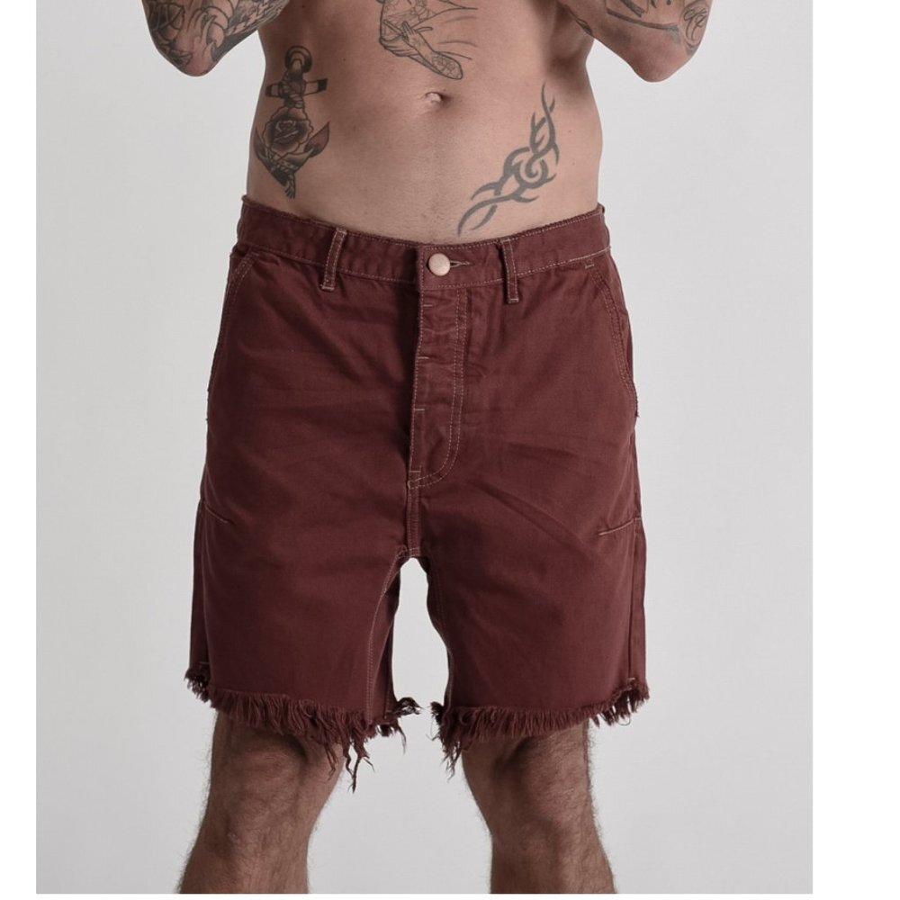 One Teaspoon BORDEAUX MR PINKS RELAXED STRAIGHT LEG SHORT Size 28 - Picture 5 of 15